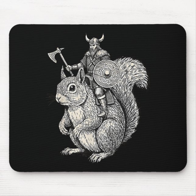 Viking Riding Squirrel Funny Warrior Art  Mousepad (Vorne)