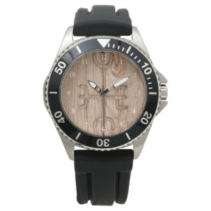 Viking Rune auf gekracktem Holz Armbanduhr
