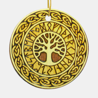 Viking-Runen mit Baum-Verzierung Keramik Ornament