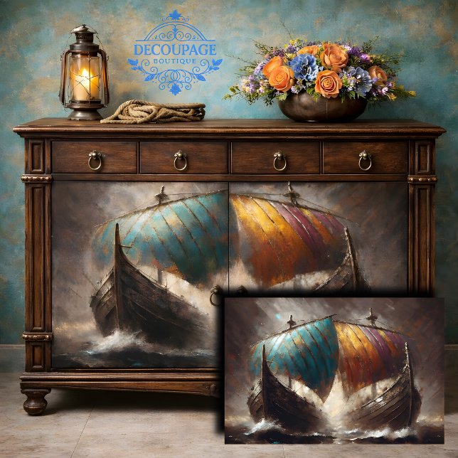 Viking Sails Clash Decoupage Seidenpapier (Viking Sails Clash Decoupage Tissue Paper)