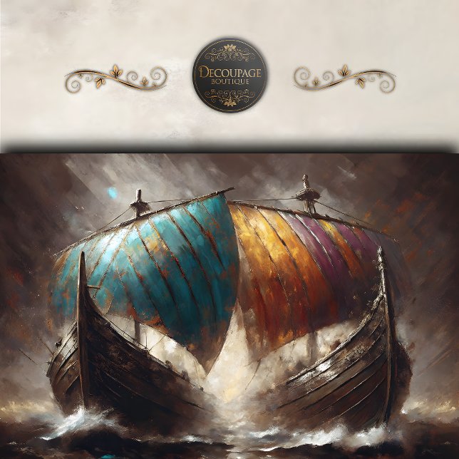 Viking Sails Clash Decoupage Seidenpapier (Viking Sails Clash Decoupage Tissue Paper)
