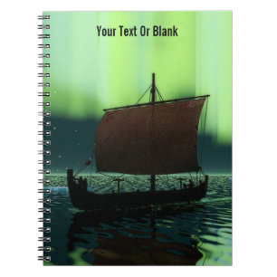 Viking-Schiff unter Nordlichtern Notizblock