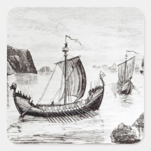 Viking-Schiffe Quadratischer Aufkleber