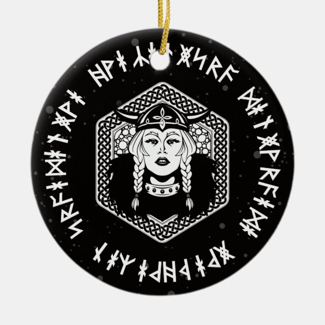 Viking Shield Maiden Celtic Warrior Keramik Ornament (Vorne)