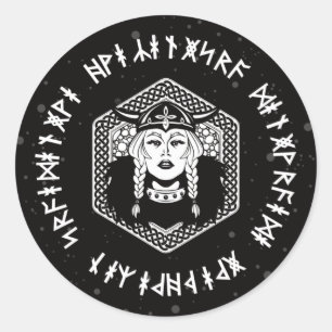 Viking Shield Maiden Celtic Warrior Runder Aufkleber