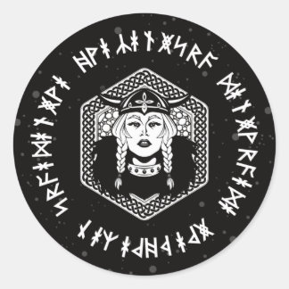 Viking Shield Maiden Celtic Warrior Runder Aufkleber