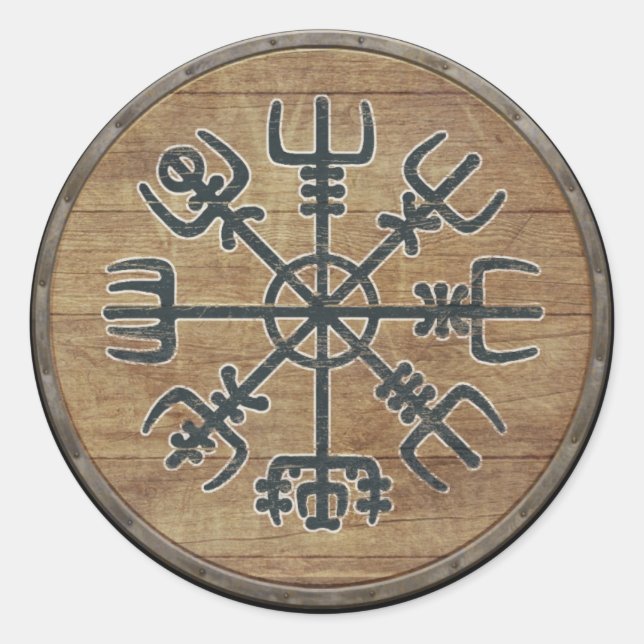 Viking Shield - Vegvísir Runder Aufkleber (Vorderseite)