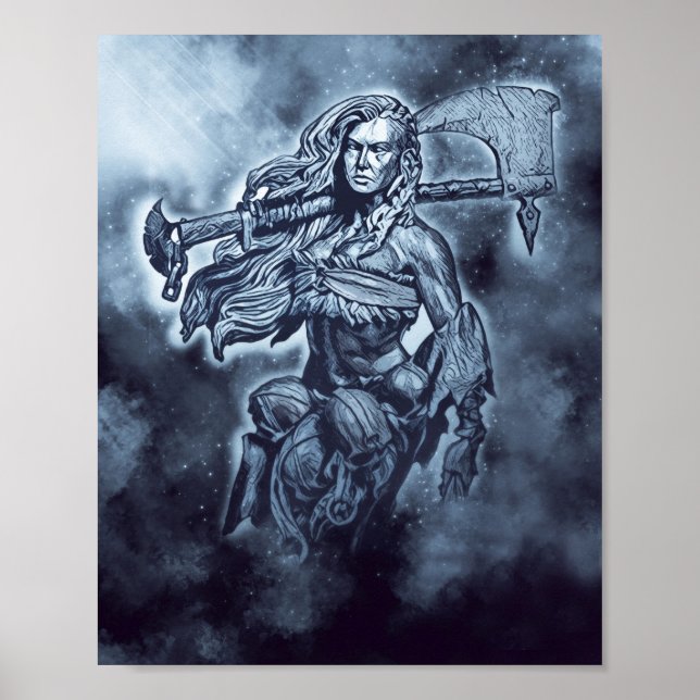 VIKING Shieldmaiden Fierce Female Warrior Art Poster (Vorne)