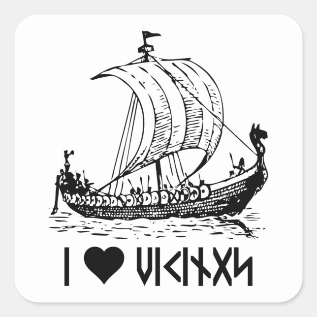 Viking Ship Quadratischer Aufkleber (Vorderseite)