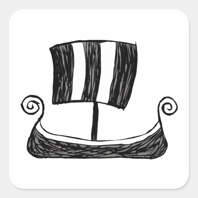 Viking Ship Quadratischer Aufkleber (Vorderseite)