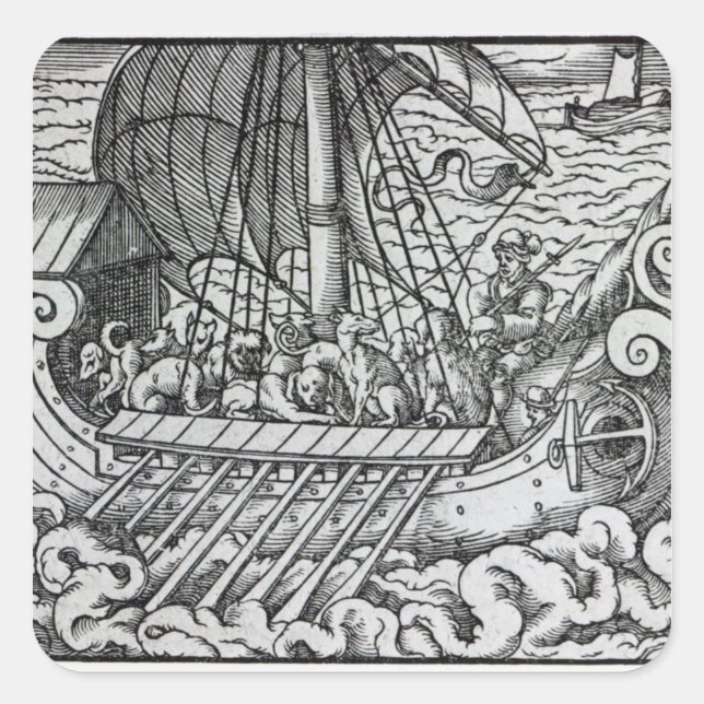 Viking Ship Quadratischer Aufkleber (Vorderseite)