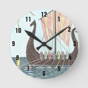 VIKING SHIP-Uhr Runde Wanduhr