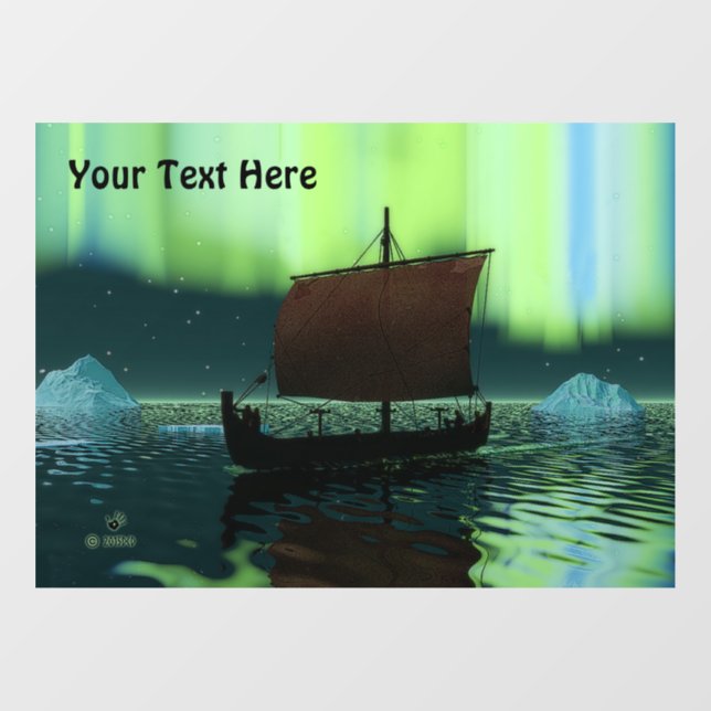 Viking Ship und Northern Lights Card Fensteraufkleber (Blatt)