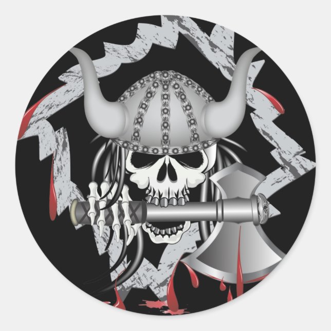 Viking Skull Runder Aufkleber (Vorderseite)