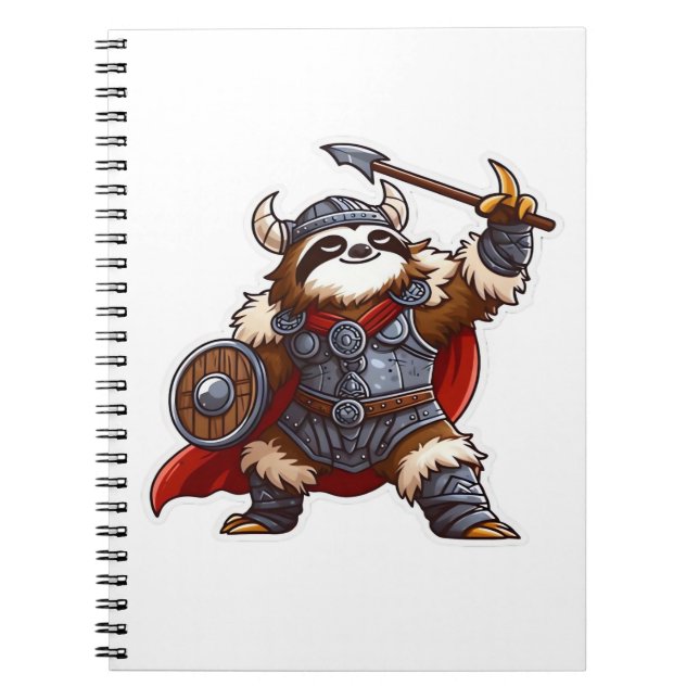 viking sloth Oversized T-Shirt Notizblock (Vorderseite)