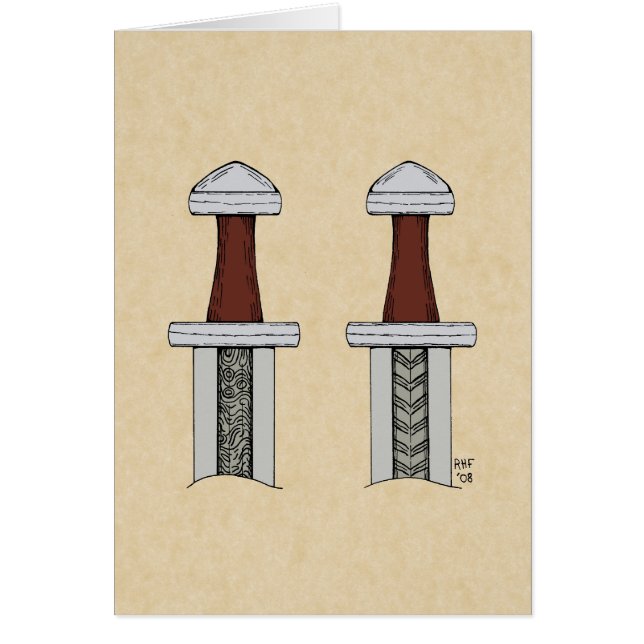 Viking Sword Muster Schweißen Grußkarte (Vorne)