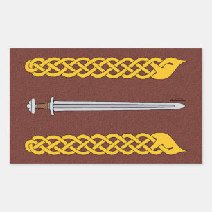 Viking Sword und Plaitwork Rechteckiger Aufkleber