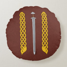 Viking Sword und Plaitwork Rundes Kissen