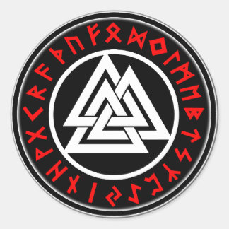 Viking Triscalion Red Runes Runder Aufkleber