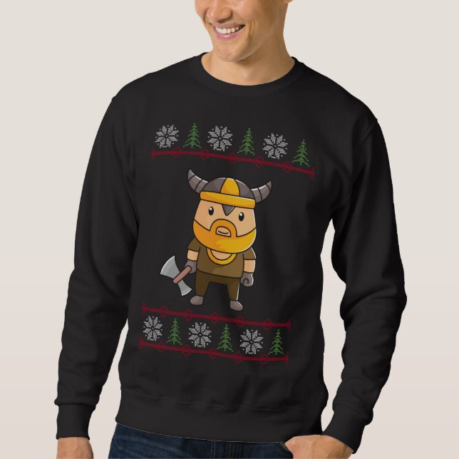 Viking Ugly Sweater Christmas Sweatshirt (Vorderseite)