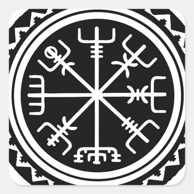 Viking Vegvisir Compass Quadratischer Aufkleber (Vorderseite)