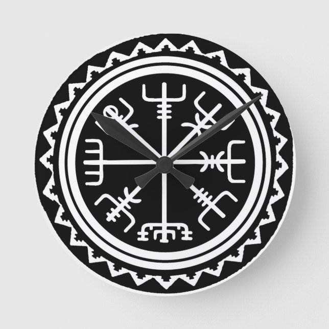 Viking Vegvisir Compass Runde Wanduhr (Vorderseite)