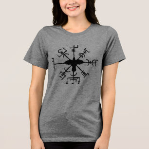 Viking Vegvisir Crow Sigil Black Raven Rune Tri-Blend Shirt