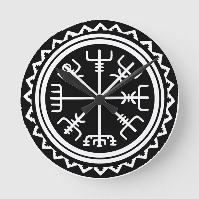 Viking Vegvisir Nautical Compass Runde Wanduhr (Vorderseite)