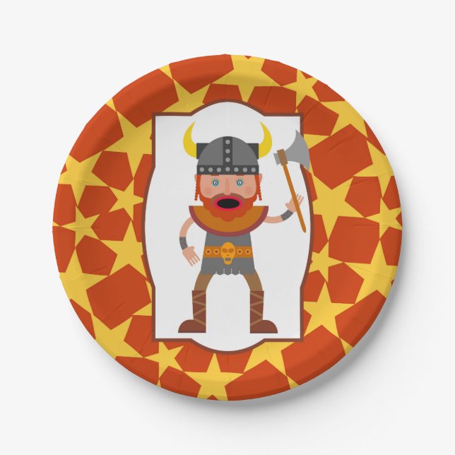 Viking Warrior Boy Birthday Party Pappteller (Vorderseite)