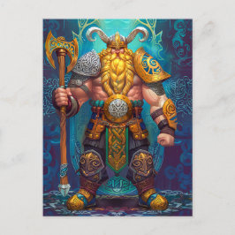 Viking Warrior mit Ax Norse Mythology Comic Postkarte