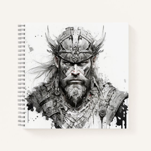 Viking Warrior Portrait Painting Historische Art Notizbuch (Vorderseite)