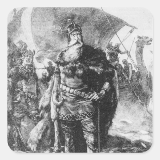 Viking Warrior Quadratischer Aufkleber (Vorderseite)