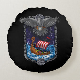 Viking Warrior Ship Raven Rundes Kissen
