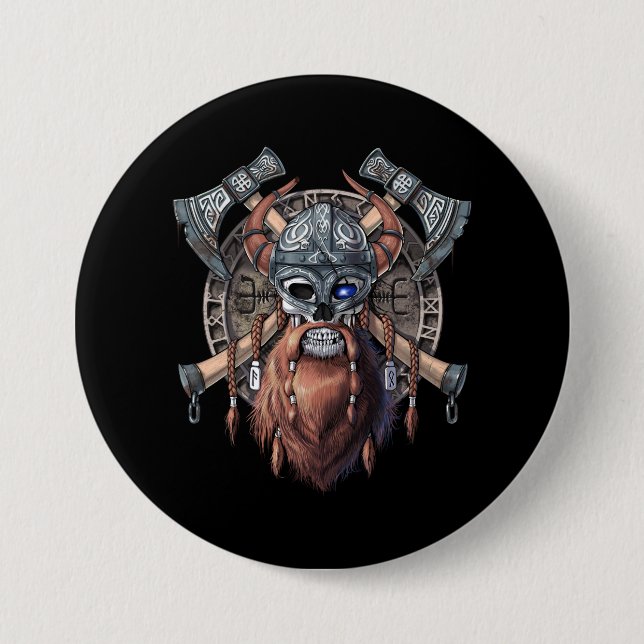 Viking Warrior Skull Button (Vorderseite)