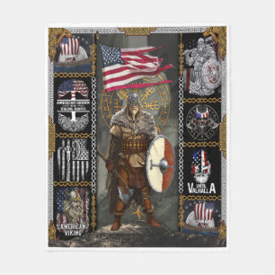 Viking Warrior Stehend für amerikanische Flagge Fleecedecke