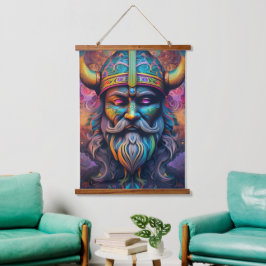 Viking Warrior Wall Tapestry Wandteppich Mit Holzrahmen