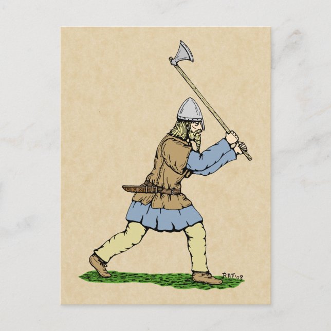 Viking Warrior Wielding Broad Ax Postkarte (Vorderseite)