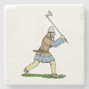 Viking Warrior Wielding Broad Ax Steinuntersetzer