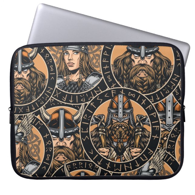 Viking Warriors: Vintages Muster Laptopschutzhülle (Vorderseite)
