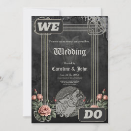 Viking Wolf & Rose. Ein stilisierter Wolfskopf, Einladung