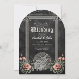 Viking Wolf & Rose. Ein stilisierter Wolfskopf, Einladung