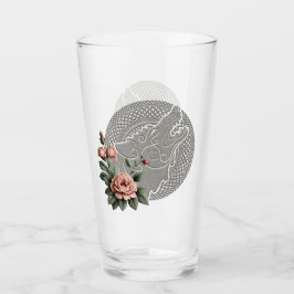 Viking Wolf & Rose. Ein stilisierter Wolfskopf Glas