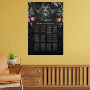 Viking Wolf & Rose. Ein stilisierter Wolfskopf Poster