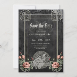 Viking Wolf & Rose. Ein stilisierter Wolfskopf Save The Date