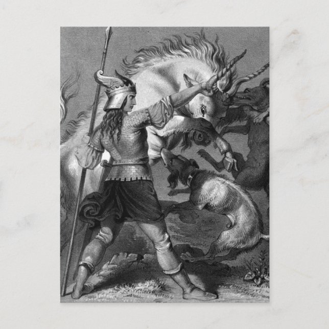 Viking Woman mit Spear und Winged Helmet Postkarte (Vorderseite)