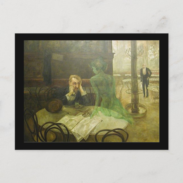 Viktor Oliva. Absinthtrinker Postkarte (Vorderseite)