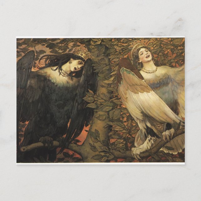Viktor Vasnetsov - Die Vögel der Freude und der Tr Postkarte (Vorderseite)