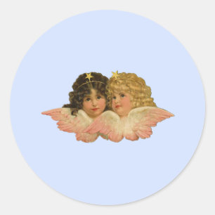 Viktorianisch Angels Baby Blue Runder Aufkleber