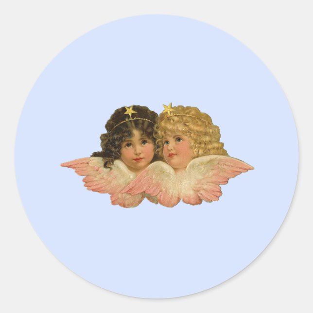 Viktorianisch Angels Baby Blue Runder Aufkleber (Vorderseite)