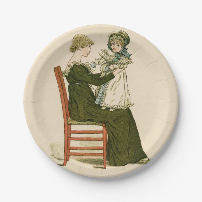 Viktorianisch Baby Greenaway Mother Pappteller (Vorderseite)